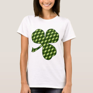 Grönt Argyle Lucky Shamrock Women's T-Shirt