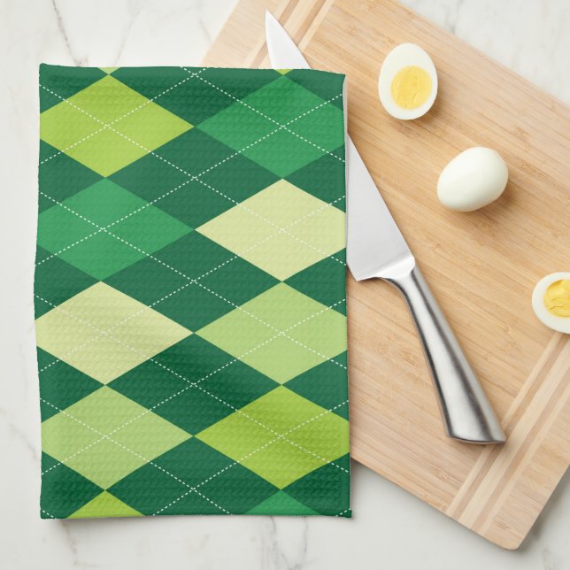 Grönt argyle mönster kökshandduk (Vikt i Fjärdedel)