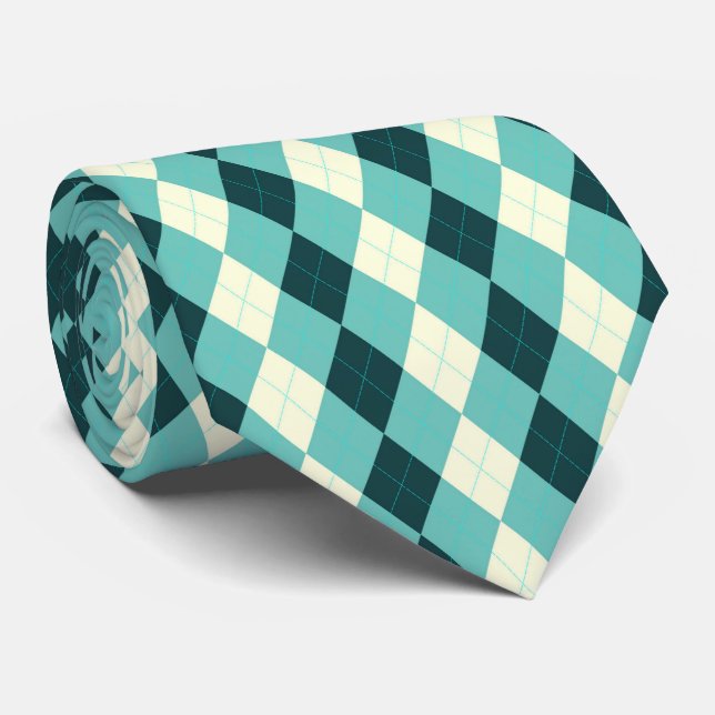 Grönt Argyle Stil Mönster Slips (Rullad)