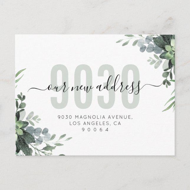 Grönt Arkitektur Manus Vår Nya Adress Vi Har Bytt  Meddelande Vykort (Framsida)