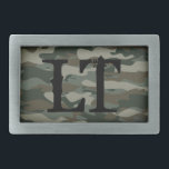 Grönt armékamouflage monogrammad bälte-låsbeslag<br><div class="desc">Grönt arméns kamouflage med monogrammat bälte-låsbeslag. Coola,  Fars dag-presentidé för pappa.</div>