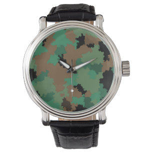 Grönt Arméns jungle Camouflage Mönster Design Armbandsur