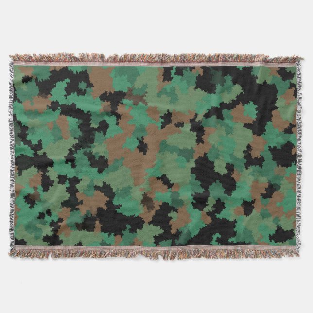 Grönt Arméns jungle Camouflage Mönster Design Filt (Framsidan)
