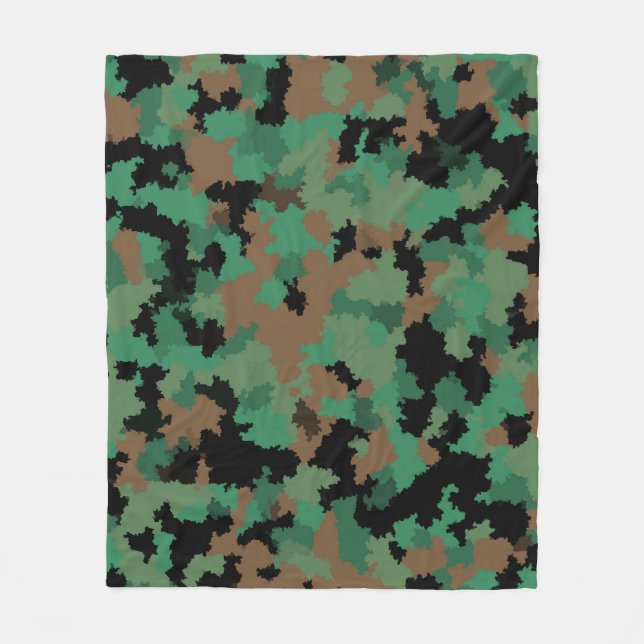 Grönt Arméns jungle Camouflage Mönster Design Fleecefilt (Framsidan)