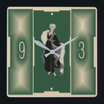 Grönt Art Deco Fyrkantig Klocka<br><div class="desc">Underbar klockdesign.Du kommer att kärlek den som andra. Du kan fritt använda den här designen för andra produkter som du gillar eller anpassa och lägga till texten. Följ mig för mer. Tack. Ha en trevlig dag.</div>