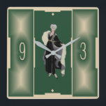 Grönt Art Deco Fyrkantig Klocka<br><div class="desc">Underbar klockdesign.Du kommer att kärlek den som andra. Du kan fritt använda den här designen för andra produkter som du gillar eller anpassa och lägga till texten. Följ mig för mer. Tack. Ha en trevlig dag.</div>