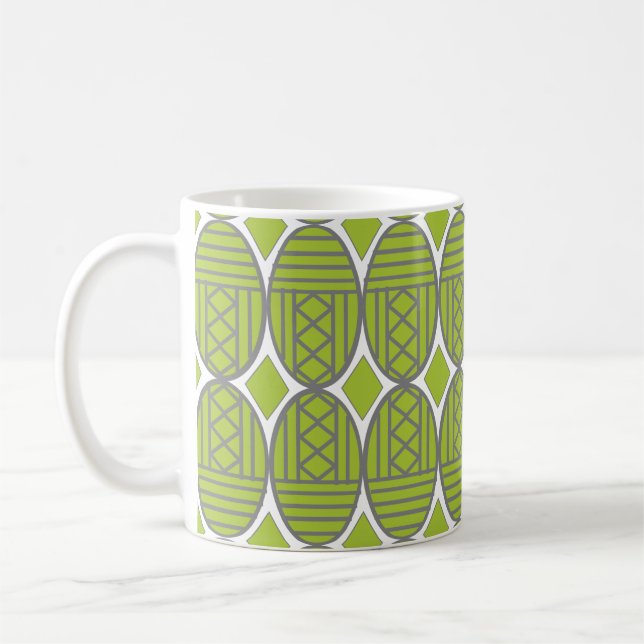 Grönt Art Deco Ovaler Coffee Mugg (Vänster)