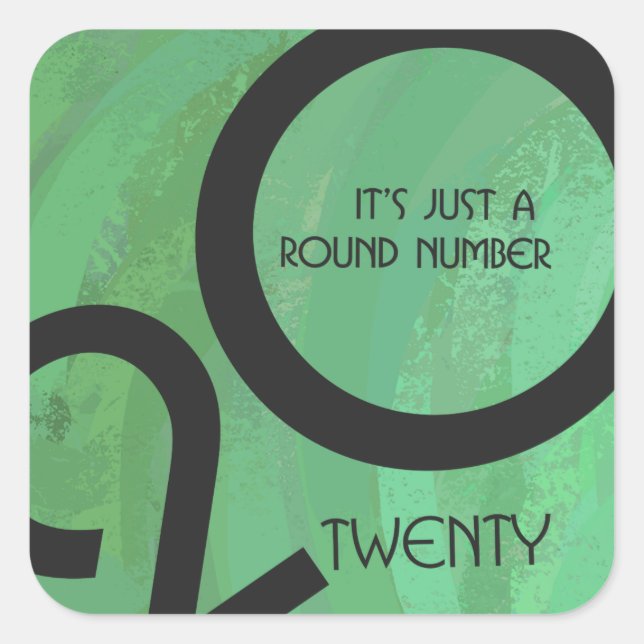 Grönt Årtiond födelsedag Fyrkantigt Klistermärke (Framsida)