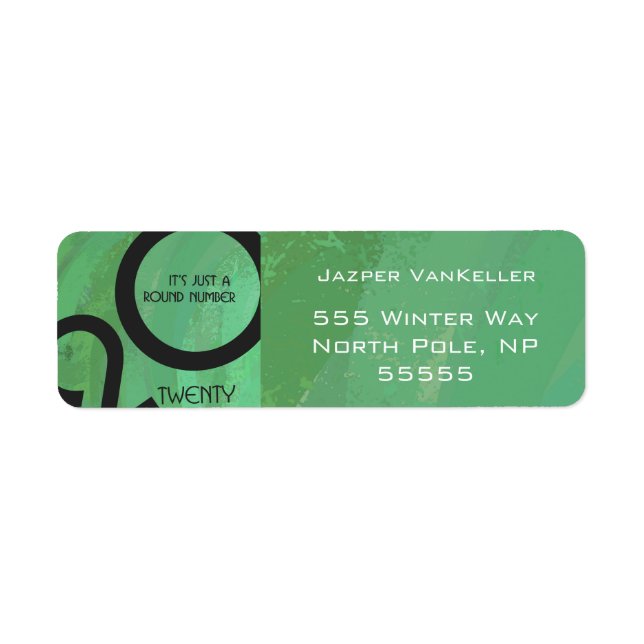 Grönt Årtiond födelsedag Returadress Etikett (Framsidan)