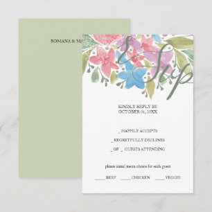 Grönt Artistic Boho Blommigt Watercolor Hand-målat OSA Kort