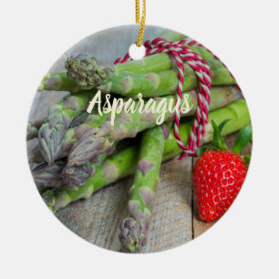 Grönt Asparagus med jordgubbsbär Julgransprydnad Keramik