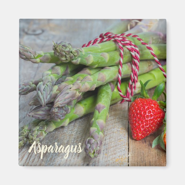 Grönt Asparagus med jordgubbsbär Magnet (Framsidan)