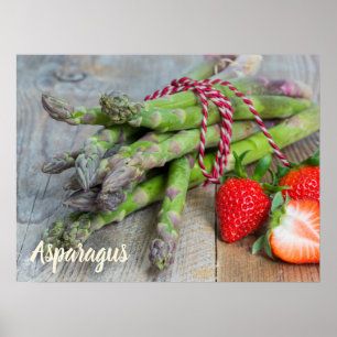 Grönt Asparagus med jordgubbsbär Poster