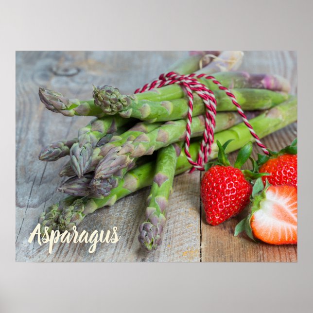 Grönt Asparagus med jordgubbsbär Poster (Framsidan)
