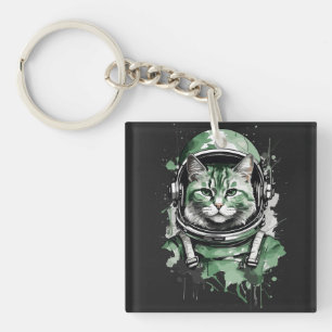 Grönt Astronaut Cat Stänk