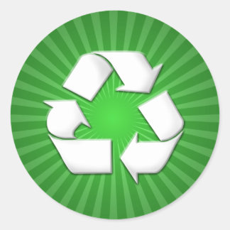Grönt Återvinna Stickers 001 Runt Klistermärke