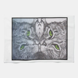 Grönt Ätmat katter Kökshandduk