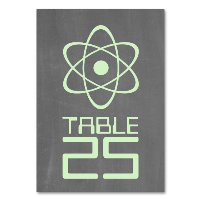 Grönt Atomic Chalkboard Bord-kort Bordsnummer (Framsidan)