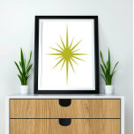 Grönt Atomic Starburst Mid Century Modern Decor Poster<br><div class="desc">Kan du säga att avocado grönt starburst? Den här återbildsutskriften är säker på att du lägger till ett popup-fönster med färg på väggarna.</div>