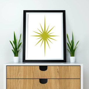 Grönt Atomic Starburst Mid Century Modern Decor Poster