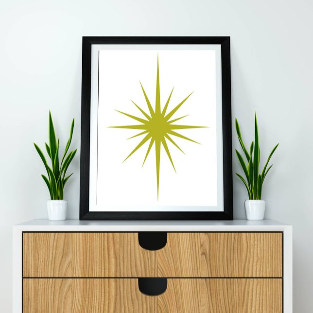 Grönt Atomic Starburst Mid Century Modern Decor Poster (Skapare uppladdad)