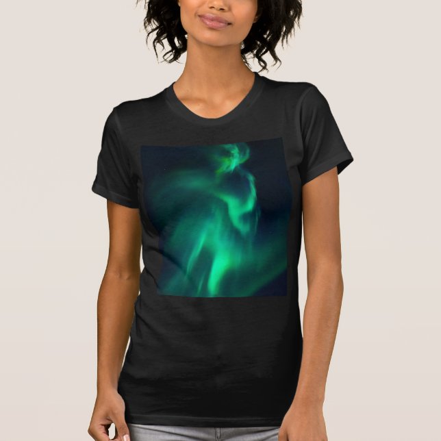 Grönt Aurora NordLjus T Shirt (Framsida)