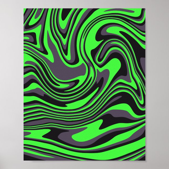 Grönt av abstrakt och svart trådlös konst poster (Framsidan)