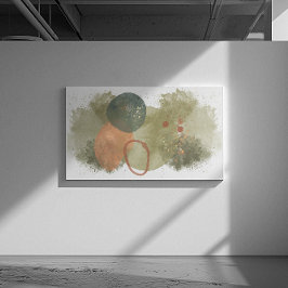 grönt av abstrakt, persikocirklar med guld canvastryck