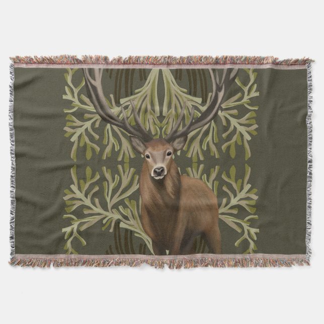 Grönt av Abstrakten Majestic Stag Filt (Framsidan)