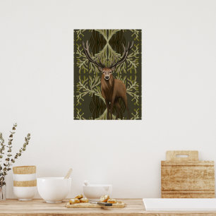 Grönt av Abstrakten Majestic Stag Poster
