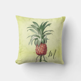 Grönt av ananas Vintage Tropisk Elegant Monogram Kudde