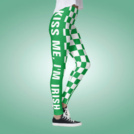 Grönt av anpassningsbar och Flagga med vit kontrol Leggings