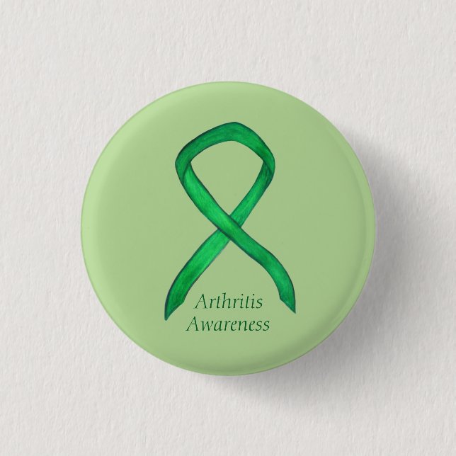 Grönt av artrit - medvetenhet Ribbon Anpassningsba Knapp (Framsida)