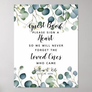 grönt av bläckfisk, gäst bok bröllop eucalyptus poster