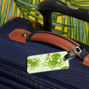 Grönt av bläckfisk med blommor bagagebricka