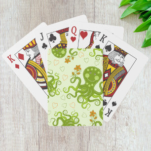 Grönt av bläckfisk med blommor casinokort