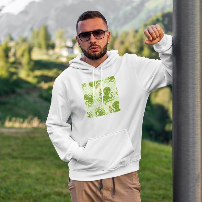 Grönt av bläckfisk med blommor hoodie (Skapare uppladdad)
