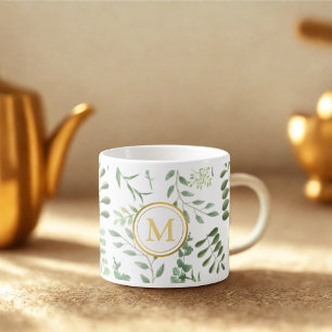 Grönt av botaniska löv mönster espressomugg