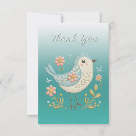 Grönt av broderier för fågelbroderier Blommigt Tac Tack Kort