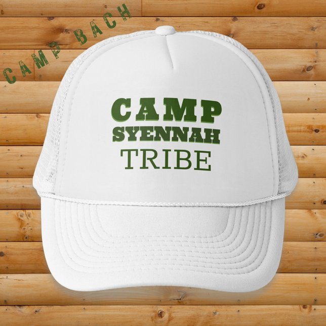 Grönt av Camp Bachelorette Personlig Keps (Bold retro type in classic camp green. Add your custom text.)