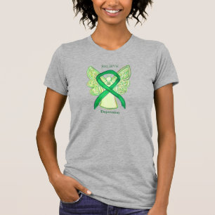 Grönt av depression Medvetenhet Ribbon Angel Shirt Tee
