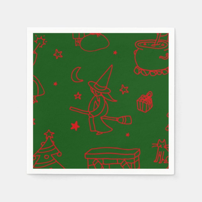 grönt av epifany christmas häxanas pappersservett (Framsidan)