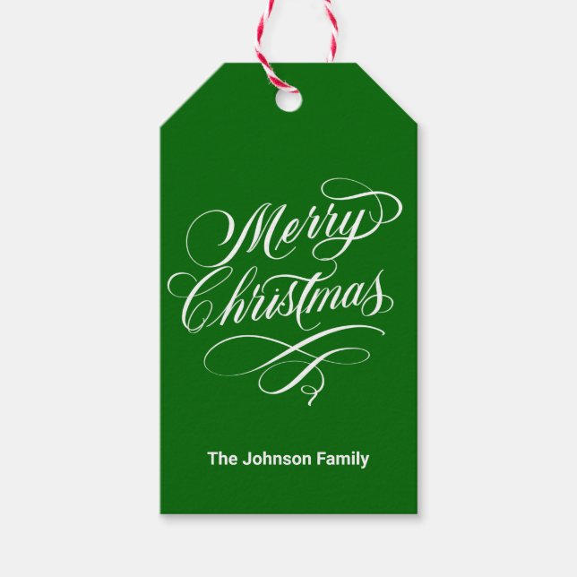 Grönt av färdigt kalligrafi God jul Presentetikett (Framsidan)