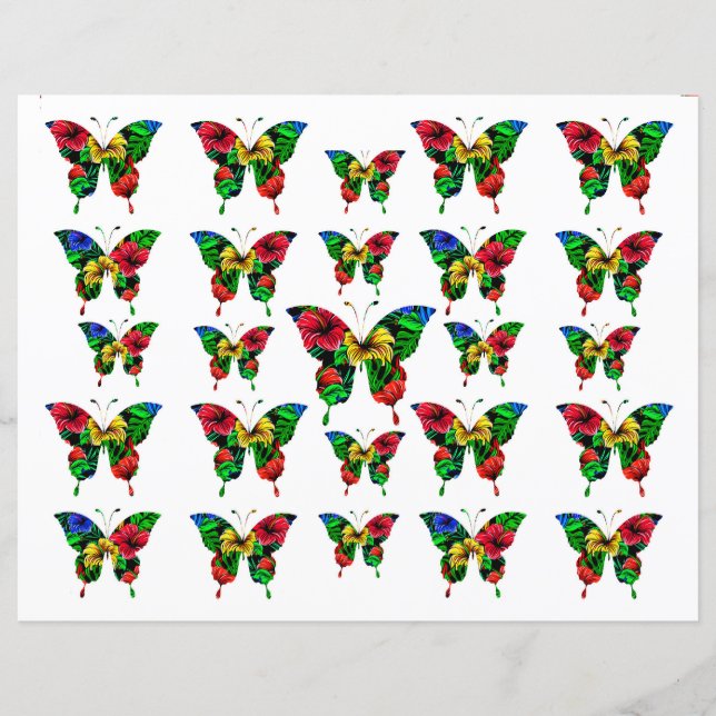 Grönt av färgad röd Gult Butterfly Mönster (Framsida)