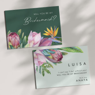 Grönt av färgstark tropisk Blommigt Bridesmaid Fri Inbjudningar