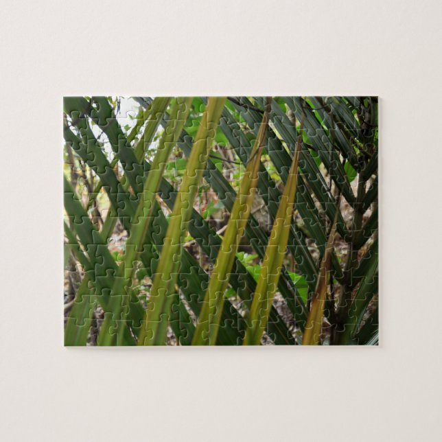 grönt av fern mönster puzzle på grönt pussel (Horisontell)