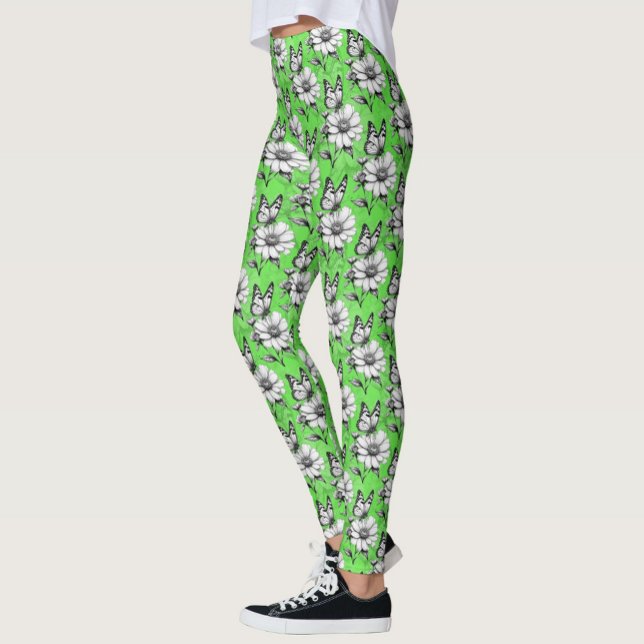 Grönt av fjäril på nedre Mönster Leggings (Skapare uppladdad)