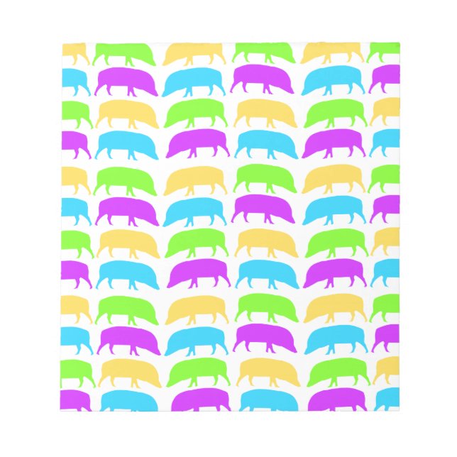 Grönt av flerfärgade Hundar Gult  Lila Blue Notepa Anteckningsblock (Framsida)