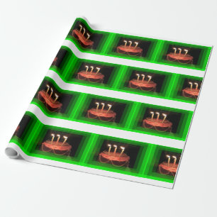 Grönt av födelsedagsfest med Papper radbrytning Presentpapper