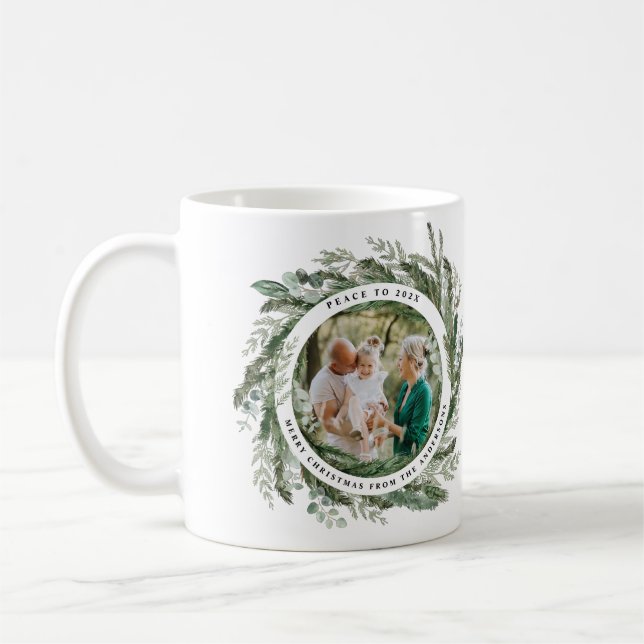 Grönt av foto av det moderna fotopatetet för krans kaffemugg (Vänster)
